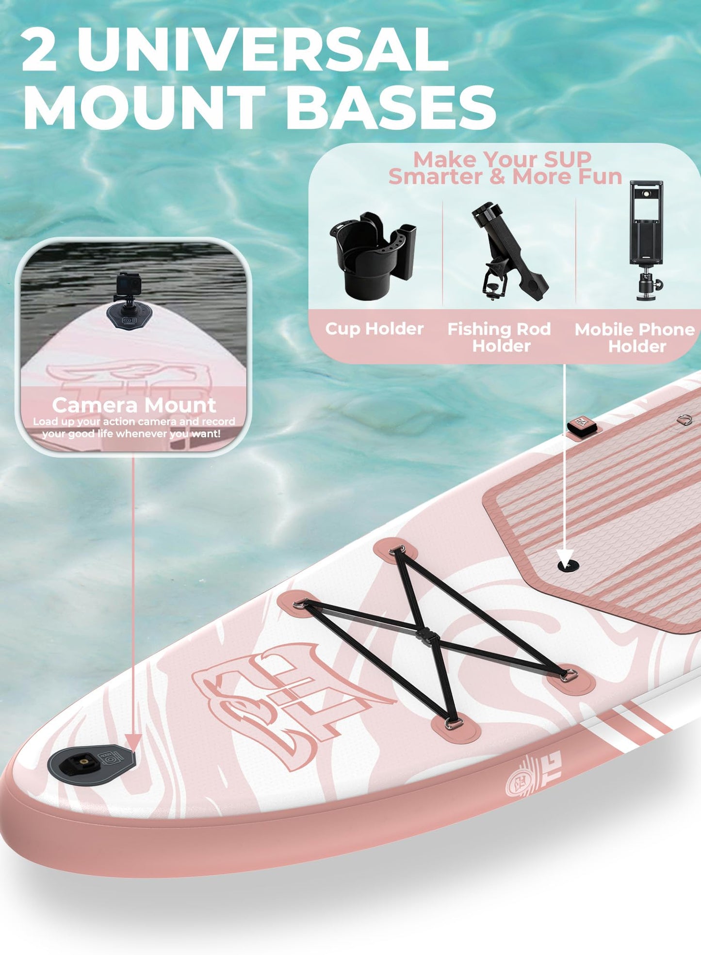 TIGERXBANG Inflatable Stand Up Paddle Board 11'6"×35"×6" with Complete Accessories, Premium Large Paddle Boards for Adults/Youth, Paddle Board Polar Rose Collection