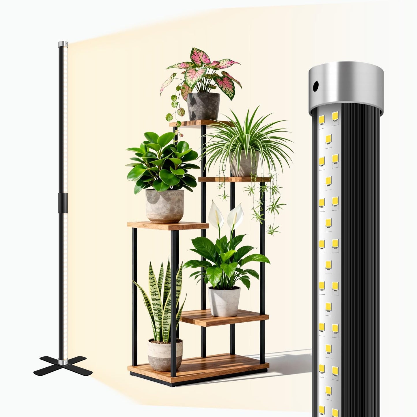 SJZX 4FT Grow Light for Indoor Plants, Full Spectrum 150° Wide Beam with 660nm Red Light, High CRI 97 Plant Light for Home Garden, Herb, Succulent, Standing & Hanging Use