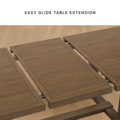 Signature Design by Ashley Cabalynn Farmhouse Dining Extension Table with 1 Removable Center Leaf, Light Brown