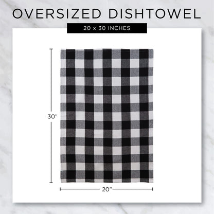 DII Buffalo Check Kitchen Collection, Classic Farmhouse Dishtowel Set, 18x28, Red & Black, 6 Piece