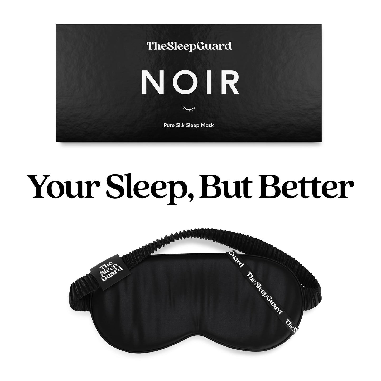TheSleepGuard Pure Silk Sleep Mask [100% 6A Mulberry Silk, 22 Momme] Light Blocking Travel Essentials. Eye Masks for Sleeping. Black Oeko-Tex Blindfold. Eye Covers for Men & Women
