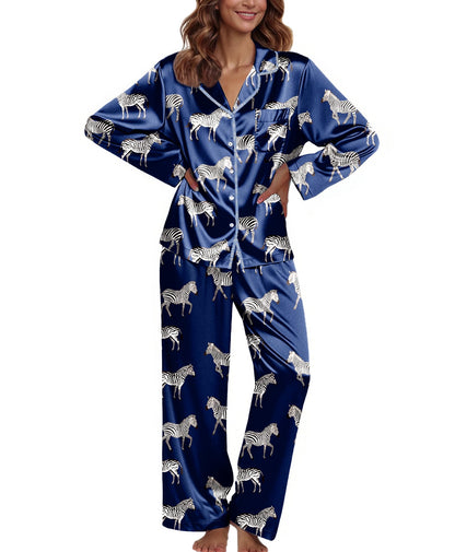 Ekouaer Pajamas For Women Set Silk Pjs 2 Piece Satin Sleepwear Long Sleeve Button Down Lounge Sets With Pant