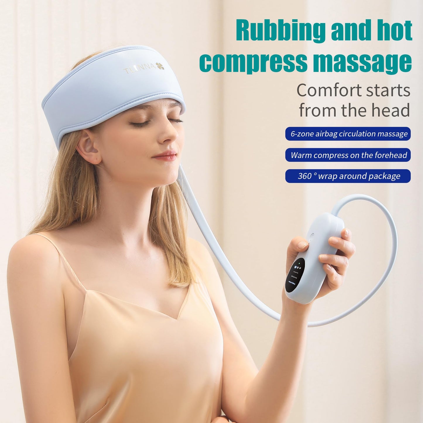 TLINNA Head Massager,Scalp Massager,Relief Headaches,Fatigue,Stress,Sleep aid,Hangover with Airbag Kneading,Constant Temperature Hot Compress for Head