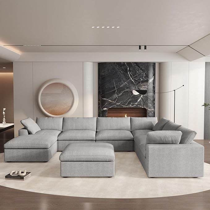 Cloud Modular Sectional Sofa, 8 Seater Sofa Wide Deep Seat Couches, Sofa Covers