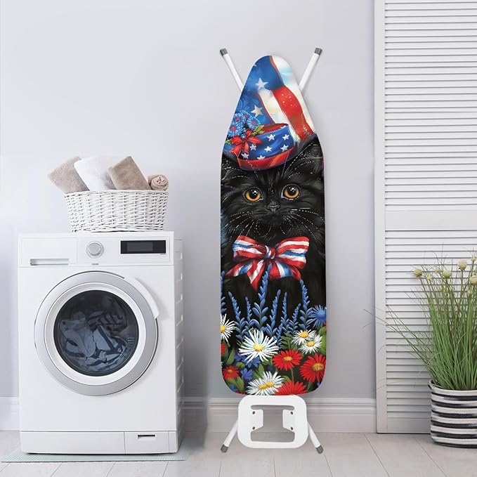 GLENLCWE American Flag Cat Ironing Board Cover Scorch Resistant Patriotic Iron