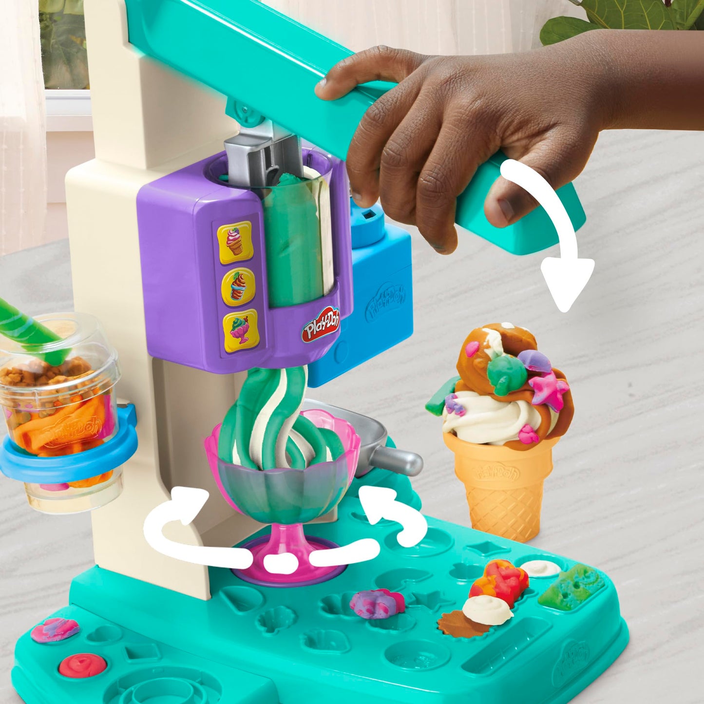 Play-Doh Rainbow Swirl Ice Cream Playset for Toddlers, Non-Toxic Modelling Compound Set, Crafts for Kids, Creative Toys for 3+ Year Olds