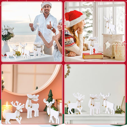 Lonfliness 3Pcs Reindeer Christmas Decorations Indoor Christmas Table Wood Sign Centerpiece Rustic Tabletop Decor Xmas Table Decor Gifts for Winter Holiday Home Kitchen Mantel Office Display
