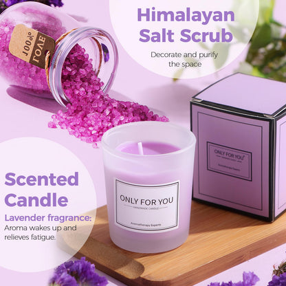 MEINESQIS Birthday Gifts for Women Gift Basket, Lavender Spa Gift Set with Cozy Flannel Blanket, Self Care Care Package Gift Box for Her, Mom, Wife, Sister, Best Friend, Girlfriend (Purple)
