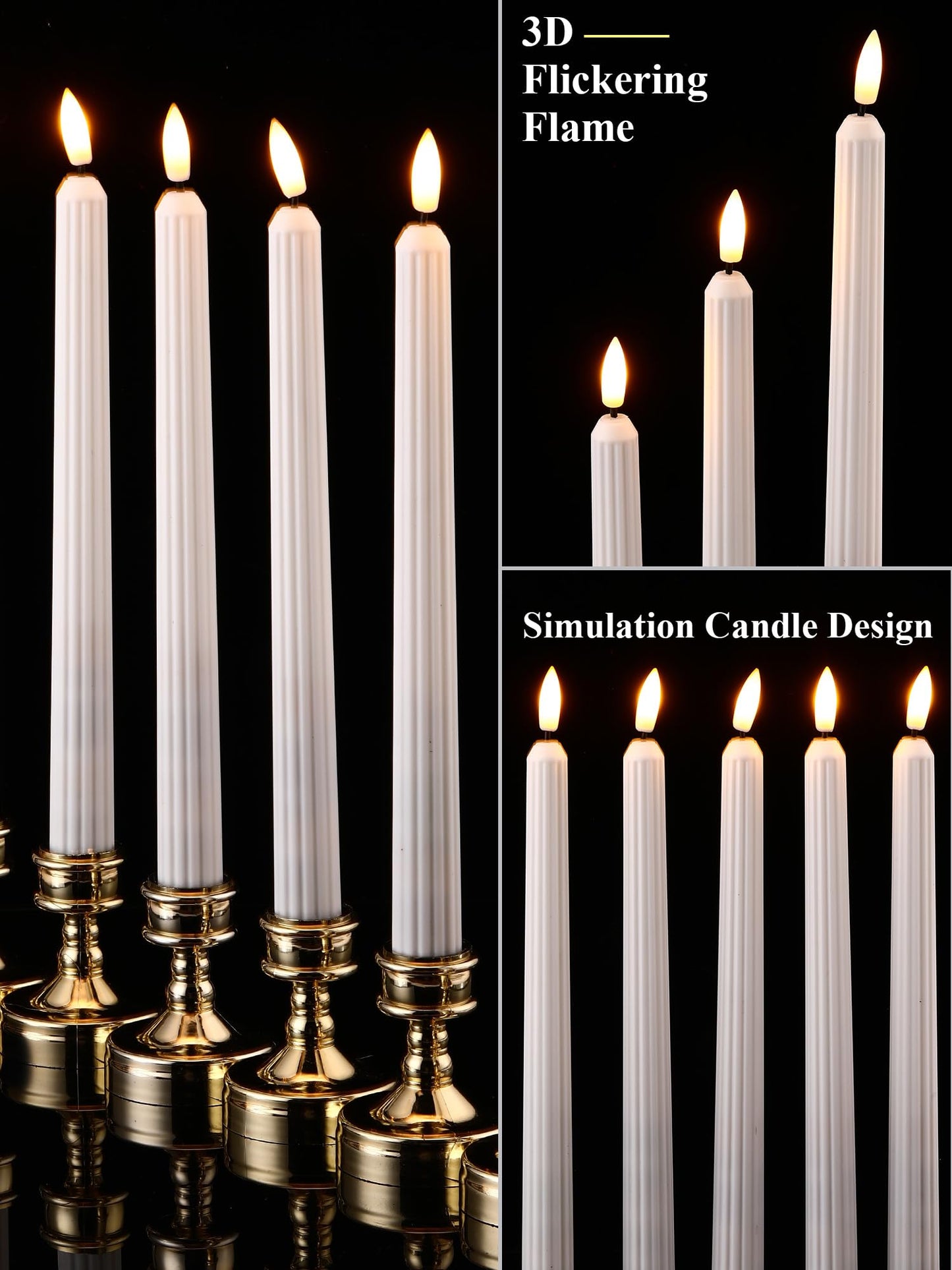 Treela 36 Pieces Flameless Taper Candles Flickering Faux LED Battery Operated Electric Fake Candles for Christmas Halloween Birthday Wedding Party(White,0.8x11 Inches,Roman Column)