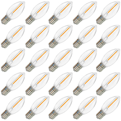 SUNSGNE C9 LED Christmas Light Bulbs, E17 Light Bulb for Christmas Tree Decor, Replacement Shatterproof Light Bulbs for Outdoor String Lights, E17 Intermediate Base, 0.6W, Warm White