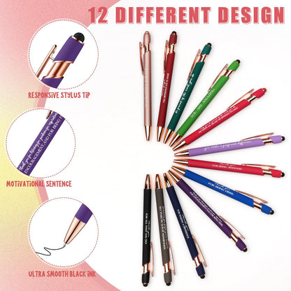 96 Pcs Thank You Gifts Bulk Motivational Pens Inspirational Notepads Set, Mini Motivational Notebooks and Ballpoint Pens, Inspirational Appreciation Gifts for Employee Teacher Staff Volunteer Coworker