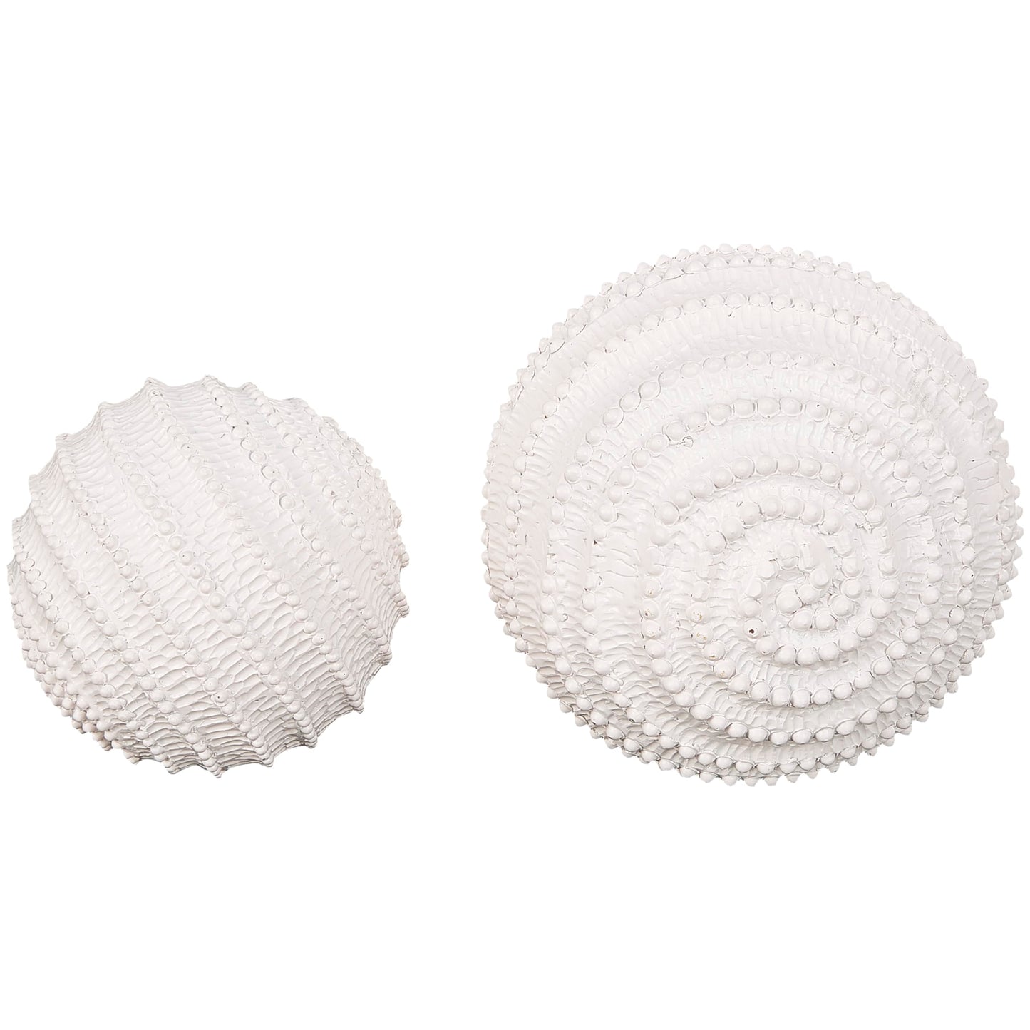 Deco 79 Resin Coral Decorative Sculpture Textured Home Decor Statues with Dimensional Ball Details, Set of 2 Accent Figurines 6", 5" H, Cream