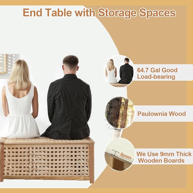 Solid Wood Entryway Bench with Storage, Large storage chest with Removable Bag