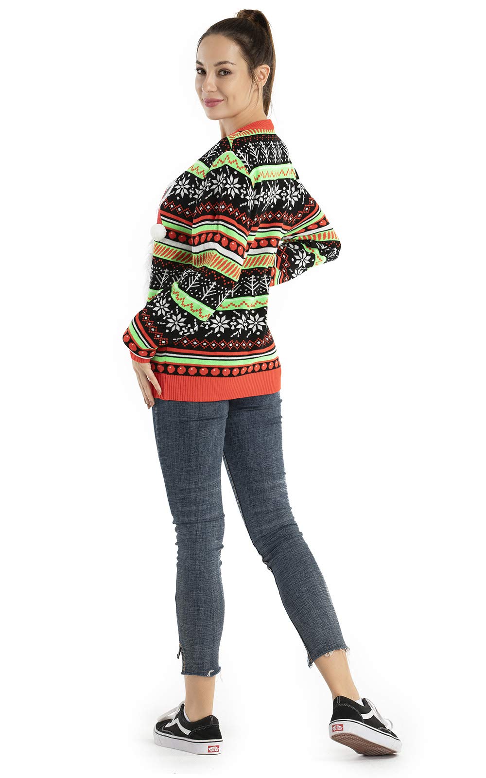 Unisex Women's Ugly Christmas Sweater LED Light Funny Novelty Knit Pullover (Medium)