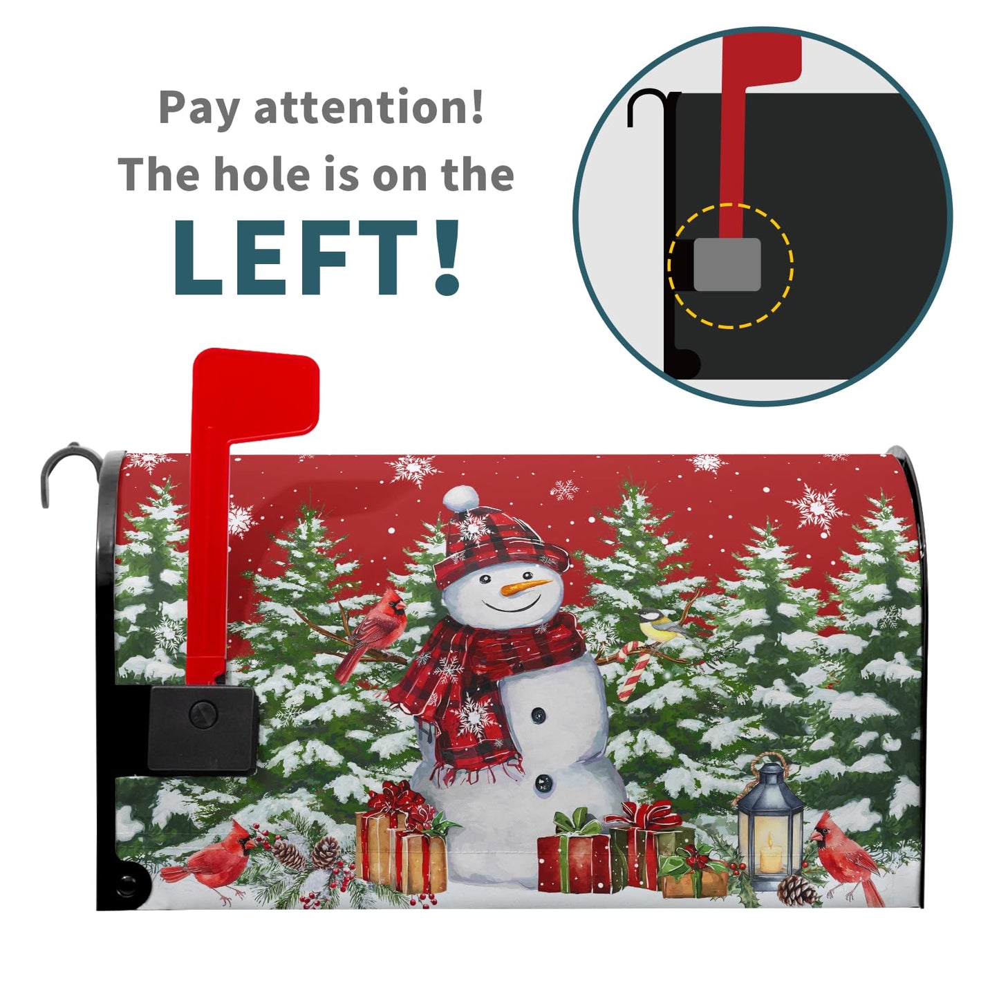 Kawani Christmas Snowman Mailbox Covers Magnetic Standard Size 21"x25.5" Merry Christmas Tree Mailbox Wraps Red Bird Snowflakes Post Letter Box for Holiday Outdoor Decoration