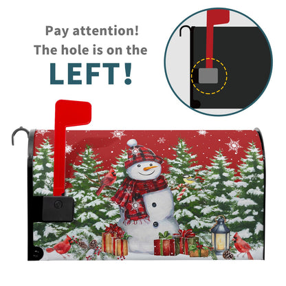 Kawani Christmas Snowman Mailbox Covers Magnetic Standard Size 21"x25.5" Merry Christmas Tree Mailbox Wraps Red Bird Snowflakes Post Letter Box for Holiday Outdoor Decoration