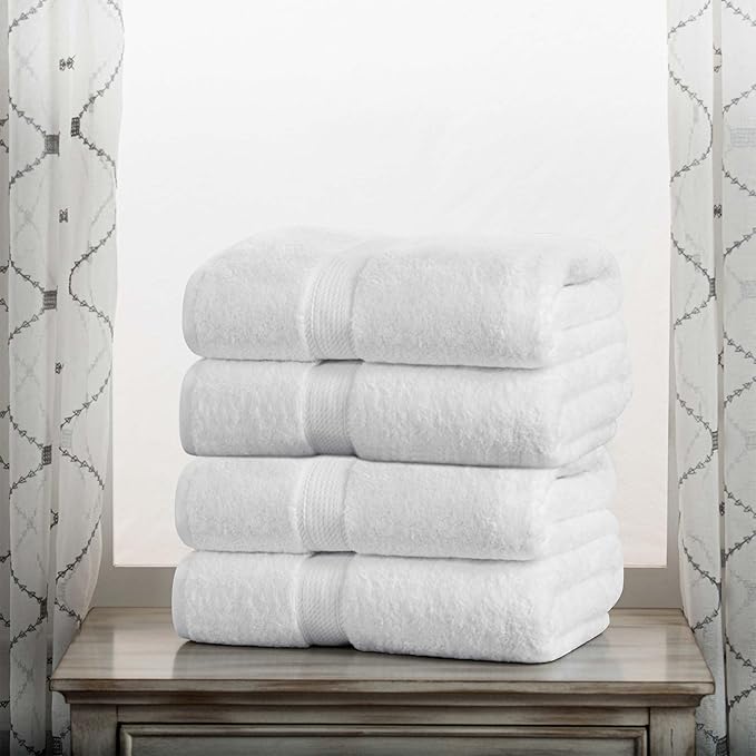 Superior Egyptian Cotton Pile Bath Towel Set of 4, Ultra Soft Luxury Towels
