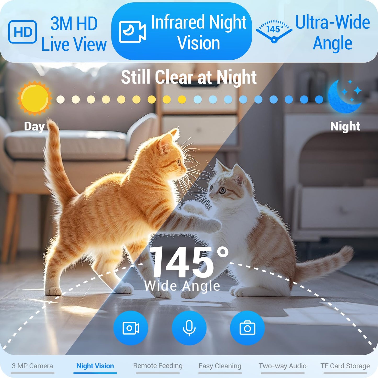 Frienhund Automatic Cat Feeder with 2K HD Camera: Automatic Dog Feeder with Night Vision, Cat Food Dispenser with 5G WiFi for Multiple Pet, Detachable for Easy Clean - 29 Cup （7L Large Capacity）
