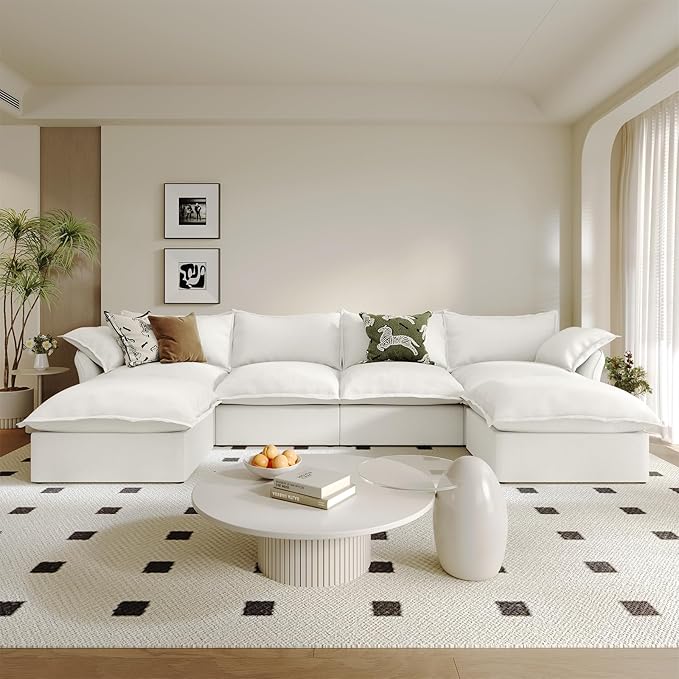 6 Seat U Shape Modular Sectional Couch Sofa