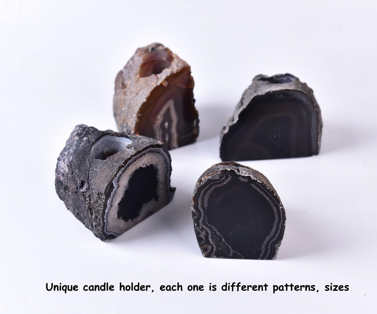 AMOYSTONE Earth Tone Agate Candle Stand 1.5-2lb, for Spa & Yoga Studio Essential Indoor Decor