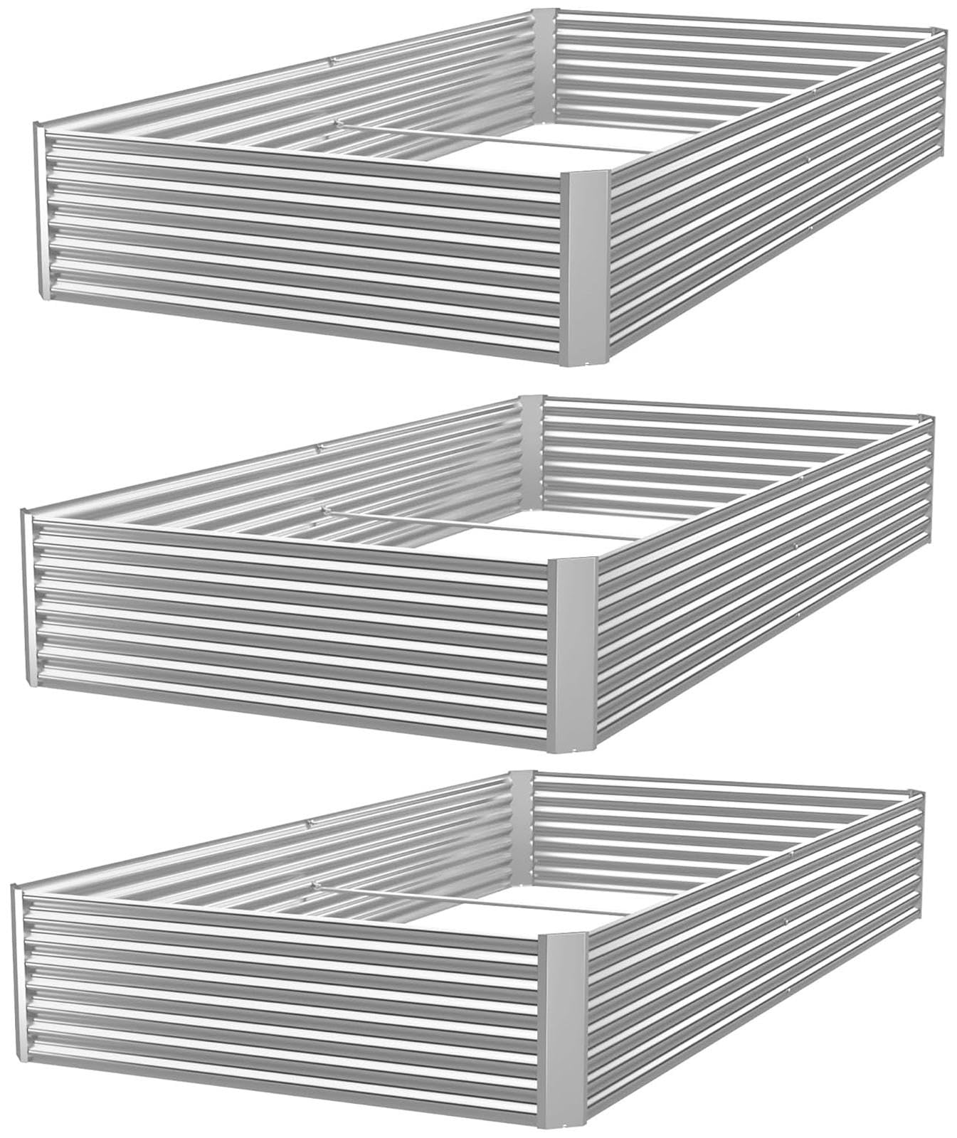 FRIZIONE 3pcs Galvanized Raised Garden Bed Outdoor,Above Ground Garden Bed for Vegetable,Metal Raised Beds for Flower,Steel Raised Beds for Gardening - 36x18 inch