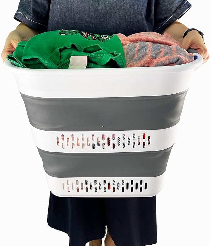 SAMMART 40L Collapsible Plastic Laundry Basket