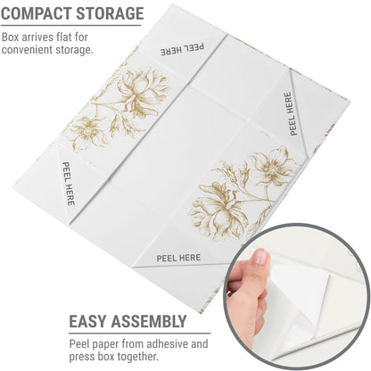 Sorarto Luxury Keepsake Gift Box | Gold Floral Decorative Boxes with Magnetic Lids for Presents, Wedding Memory Box, and Bridal Gifts. 13.5" x 9" x 4.3"