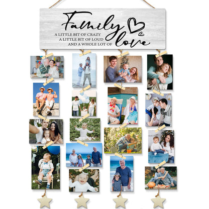 WXHUM Family Wall Decor Picture Frames Collage Photo Hanging, Family Love Hanging Picture Frames Photo Wall Display, Christmas Housewarming Gifts for Women Couples Grandparents, 16x5 inch