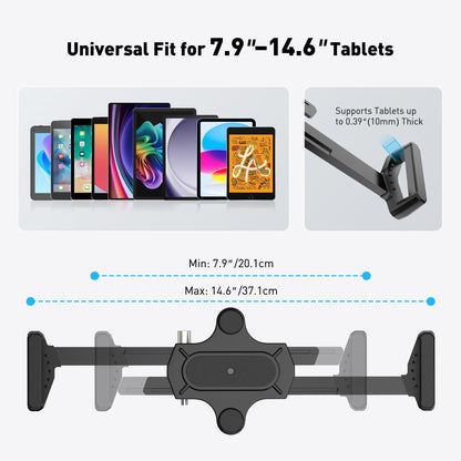 AboveTEK Anti-Theft iPad Wall Mount with Lock & Key, 360° Rotating Tablet Holder for 7.9"–14.6" Devices, Heavy-Duty Aluminum & Steel Kiosk Mount for POS, Restaurant, Retail & Business Displays