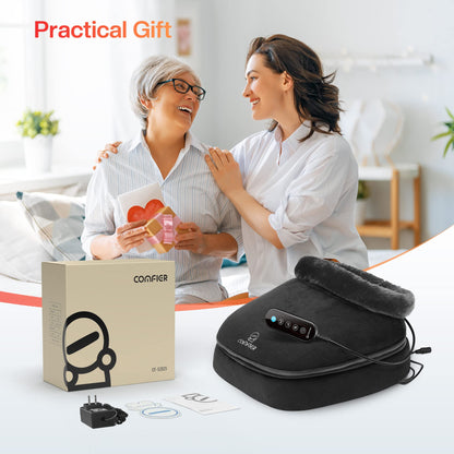 COMFIER Foot Massager with Heat, Electric Foot Warmer for Women,Men Gifts, Shiatsu Feet Massager Machine for Plantar Fasciitis,Neuropathy, 2-in-1 Foot & Back Massager, Foot Heater Fits up to 12”