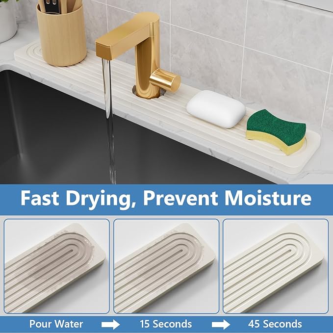 24'' Longer Faucet Mat for Kitchen Sink Stone Faucet Mat for Kitchen Sink