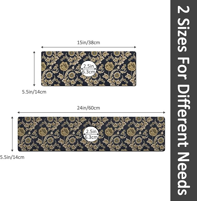2PCS 15" X 5.5" Kitchen Sink Splash Guard Faucet Mat Floral Flower Super