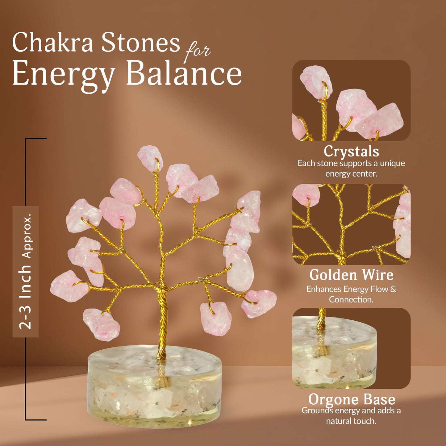 YATSKIA Orgone Chakra Tree of Life Crystal Tree, Crystal Gifts for Women, Healing Crystals Unique Home Decor, Birthday Gifts for Mom, Spiritual Decor, Good Luck Gift (Set of 12 Orgone Base Trees)