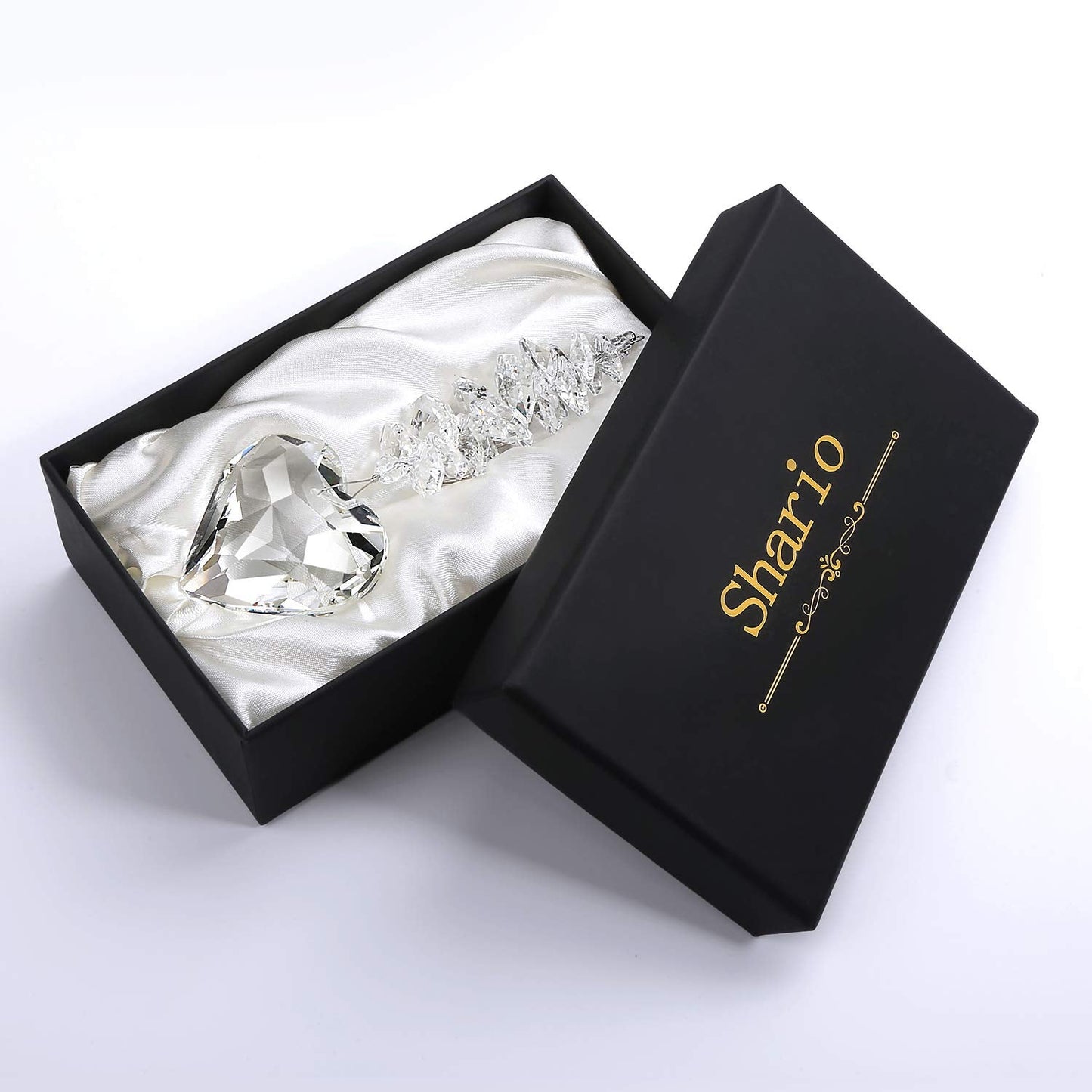 Shario 45mm Clear Glass Heart Crystal Ball Prism Pendant, Suncatcher for Windows, Outdoor Garden Hanging Décor, Gifts for Women, Mom