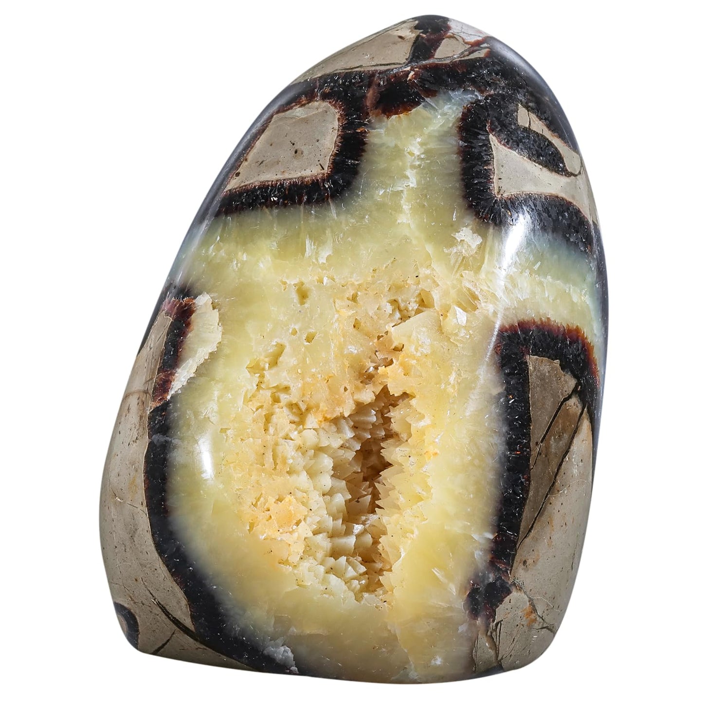 TUMBEELLUWA Natural Septarian Dragon Stone Crystal Geode Cluster, Irregular Mineral Specimen Crystals and Healing Stones for Home Room Decor, 83-135 mm