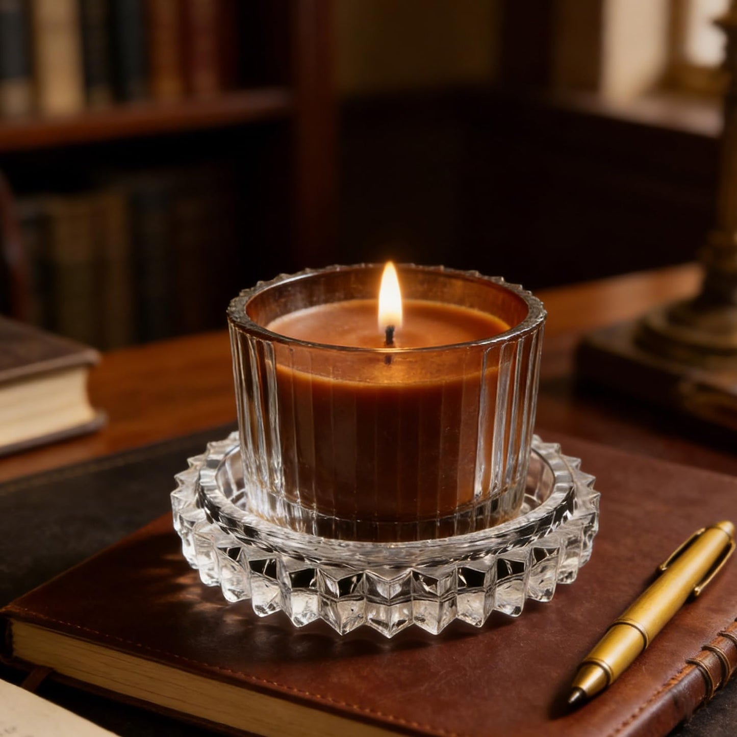 USfyccmr Glass Candle Holder – Modern Clear Glass Tray for Tea Lights & Votives Chic Home Decor Jewelry Holder Dish Decorative Coaster Plate Clear Candle Dish Display Accessory