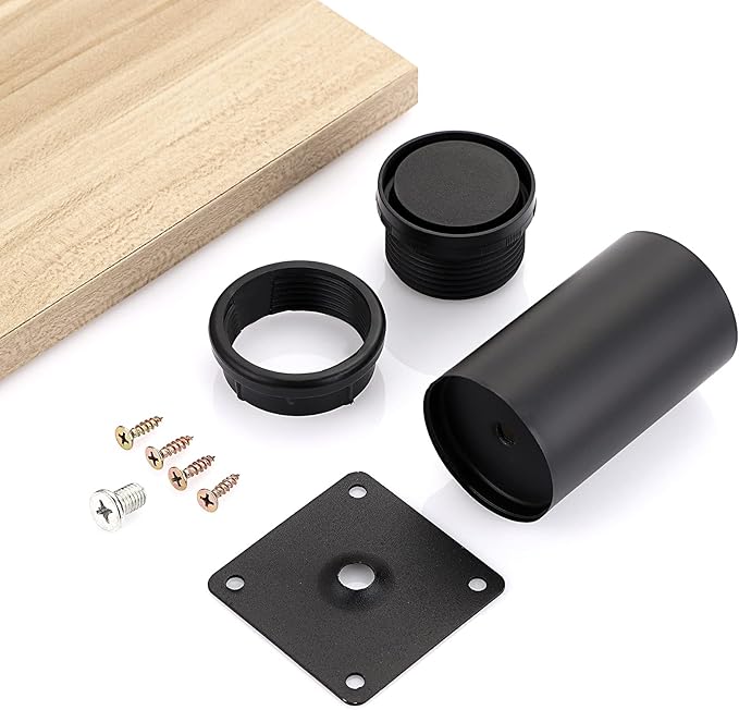 OwnMy 4PCS 4 Inch Furniture Legs Feets Metal Cabinet Legs, Adjustable Round