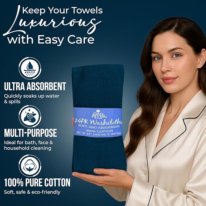 DAN RIVER 24 Pack Wash Cloths for Showering