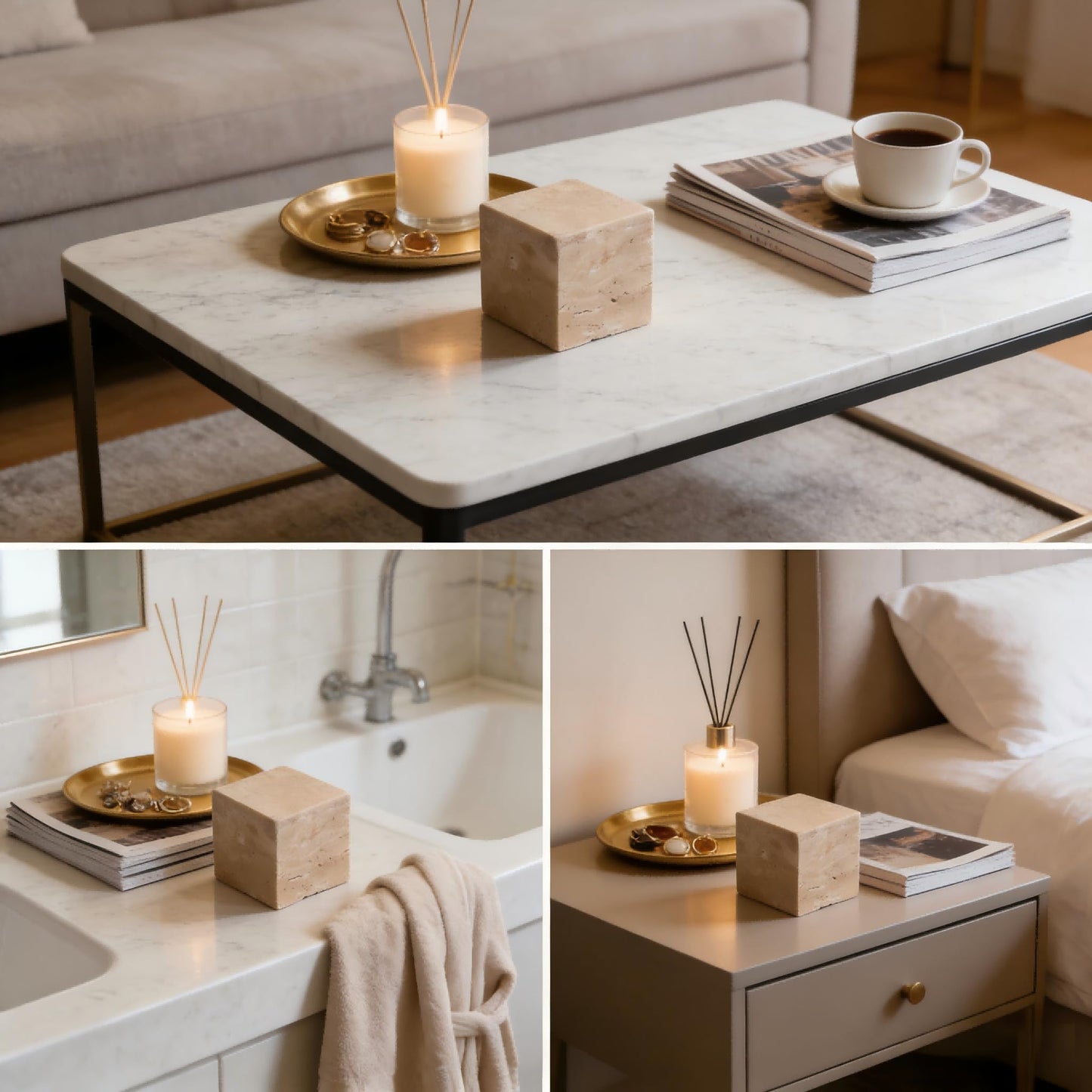 SIRIZEN-DIVING Travertine Display Block, Single 5 x 5 x 5 cm Cube