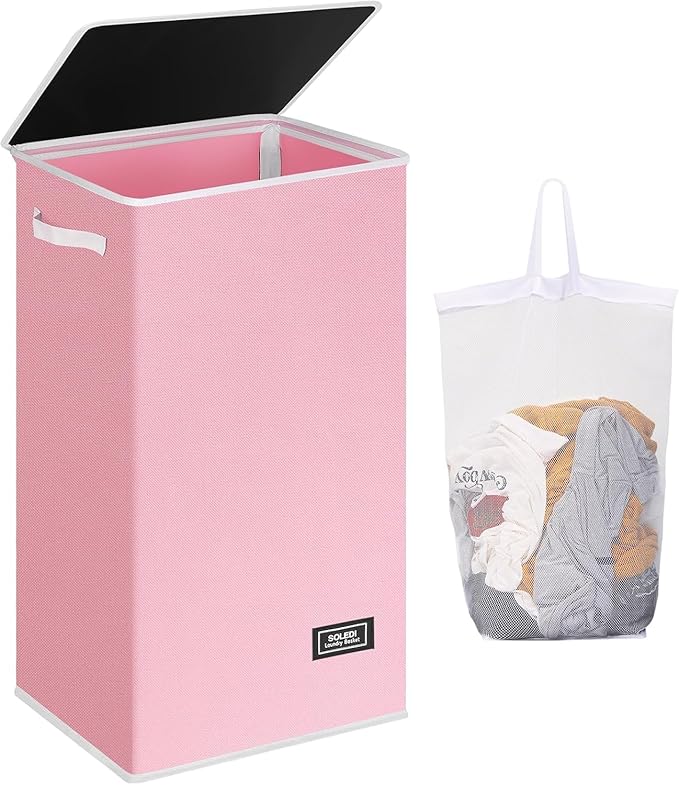 SOLEDI Laundry Hamper with Lid 100L Large & Tall Collapsible Laundry Basket