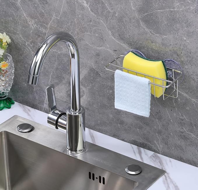 Sink Caddy Sponge Holder for Kitchen Sink Dish Cloth Hanger 2 Suspension Options