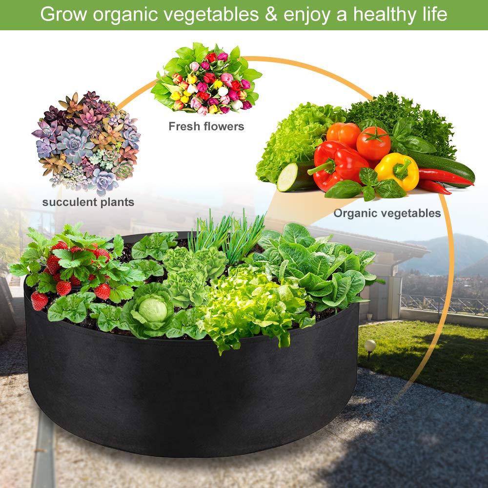 IWNTWY 2-Pack 15 Gallon Grow Bag, Heavy Duty Thickened Fabric Pots Round Raised Garden Bed Planter for Planting Herb Flower Vegetable Potato Plants (24" D × 8" H)