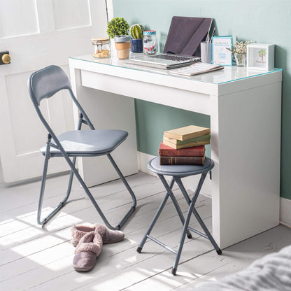 Harbour Housewares Padded Folding Chair - Solid Grey - Pack of 1 - Easy Store Metal Frame Foldable Desk Chair for Office, Dining, Kitchen