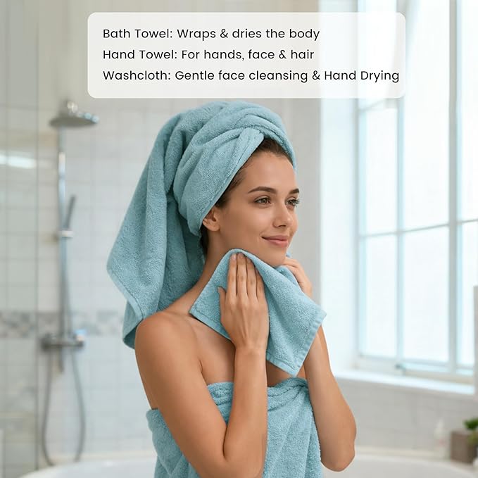 SEMAXE 12-Piece Family Bathroom Towel Set