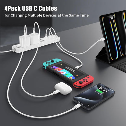 Essri USB C to USB C Cable 3FT for Apple iPhone 17 16 Charger Cord,4Pack 60W C to C Cable Fast Charging Wire for iPhone 16 15 Pro Plus Pro Max iPad Pro/Air MacBook Pro/Air,for Galaxy S24 S23 and More
