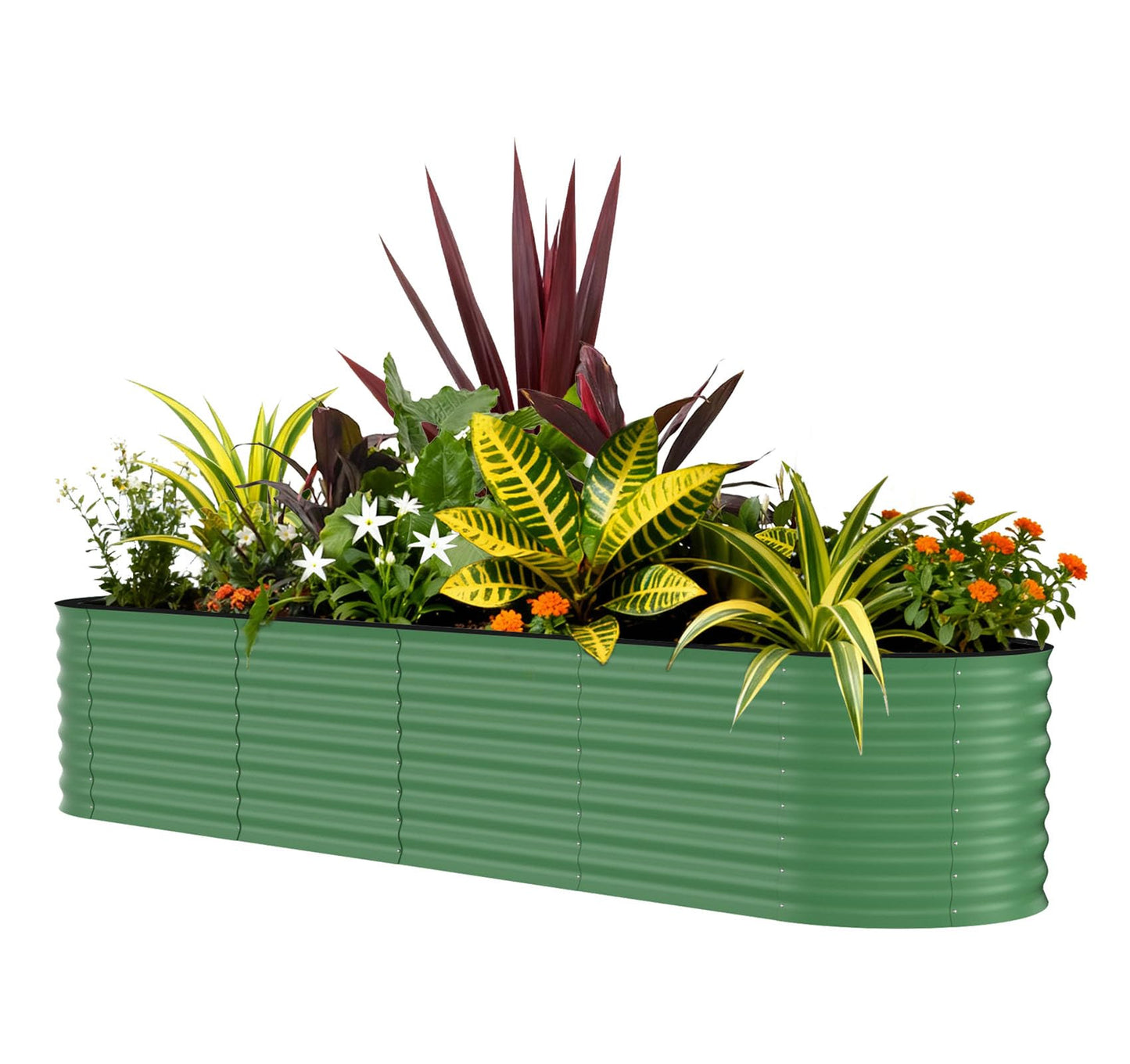 GarveeLife 8x2x2 ft Galvanized Raised Garden Bed - 24“ Tall Metal Planter Box for Vegetables, Flowers, Herbs, Rust-Resistant Outdoor Garden Box, Easy Assembly Raised Beds for Gardening, Green