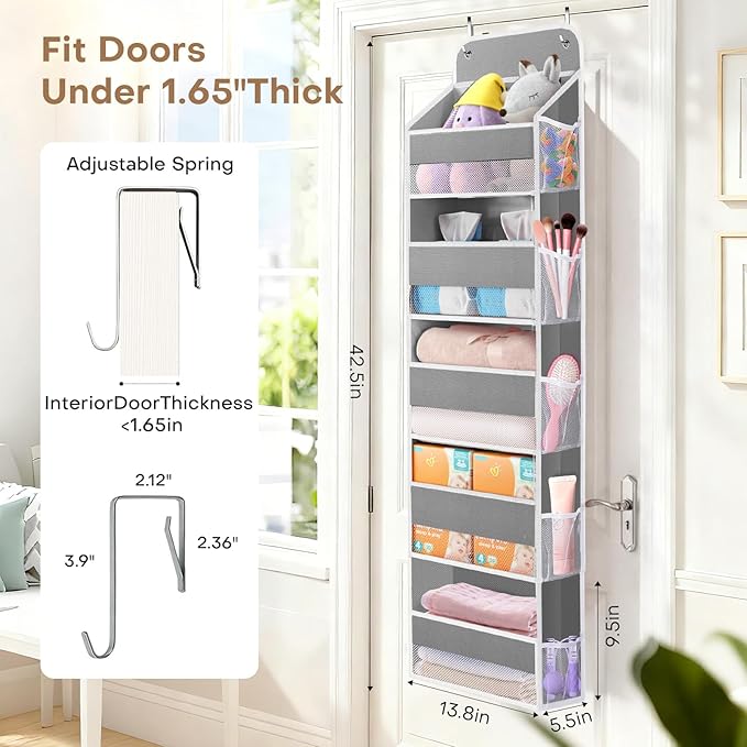 SpaceWhisper Over the Door Organizer, 5 Large Pocket Hanging Storage Organizer