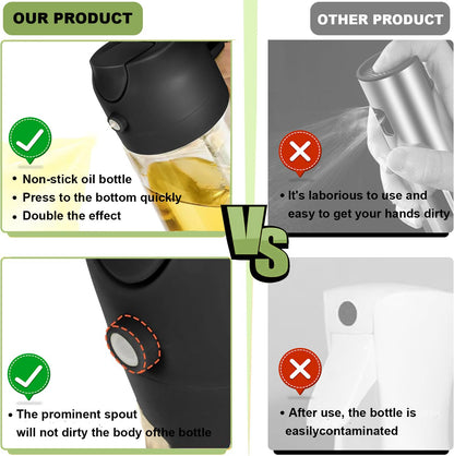 Oil Dispenser Bottle Glass Olive Oil Sprayer 2 Pcs: 2 in 1 Olive Oil Dispenser Bottle, Premium Oil Sprayer for Cooking, Glass Oil Spray Bottle for Air Fryer Salad BBQ Baking-470ml