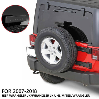 DKMGHT Spare Tire Holder Mounting Bracket Tire Carrier for Jeep Wrangler JK 07-18 with 3rd Third Brake Light Accessories 55397217AJ 68048581AA Aluminum Alloy Bracket (Smoke Lens)