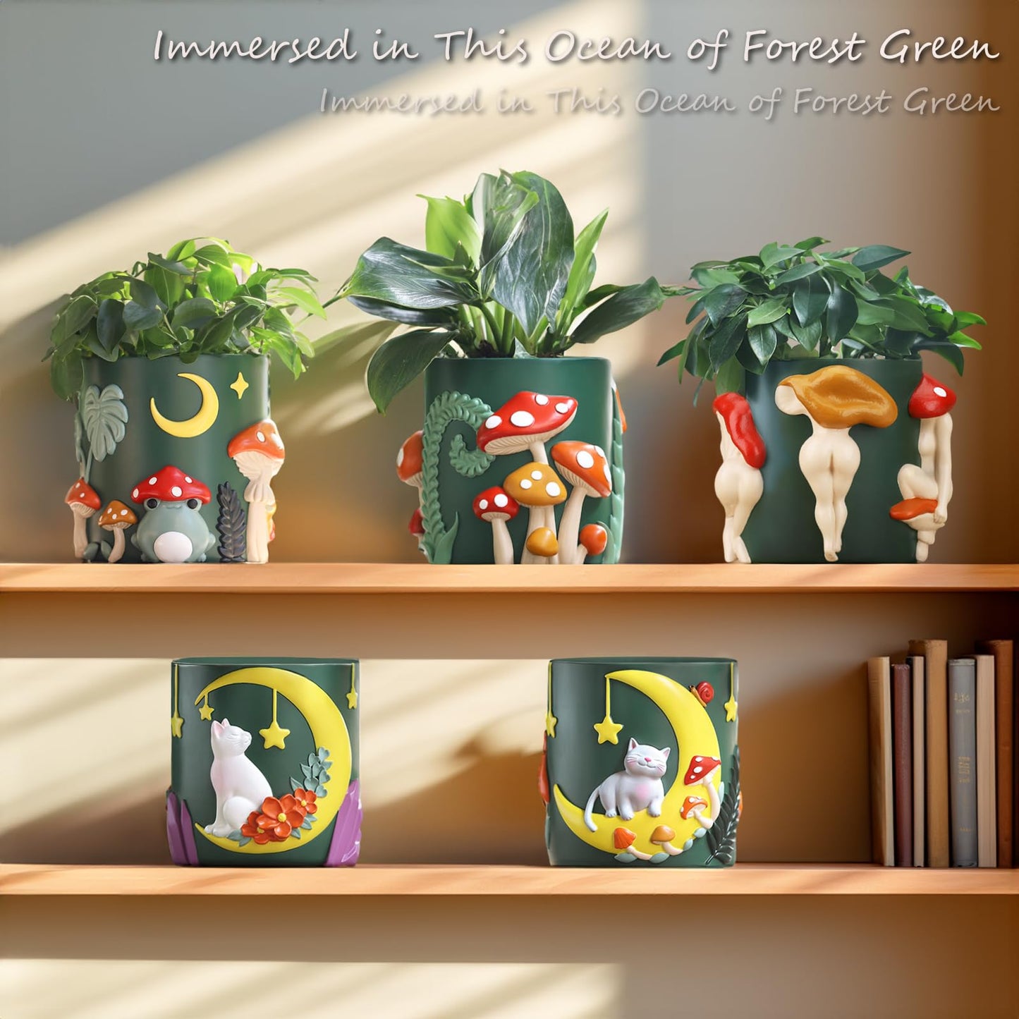 GUGUGO Mushroom Lady Body Plant Pots, Quirky Unique Cute Planters and Boho Funky Eclectic Home Decor, Mushroom Butt Flower Pots, Indoor Succulent Planter, Modern Aesthetic for Decorating, White Back